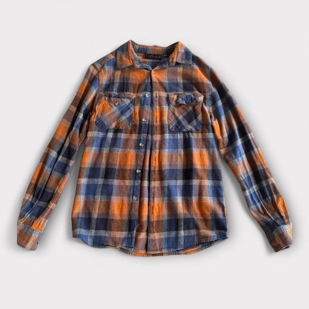 Fission Plaid Button Down Flannel Top